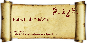 Hubai Ádám névjegykártya