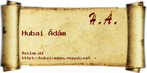 Hubai Ádám névjegykártya